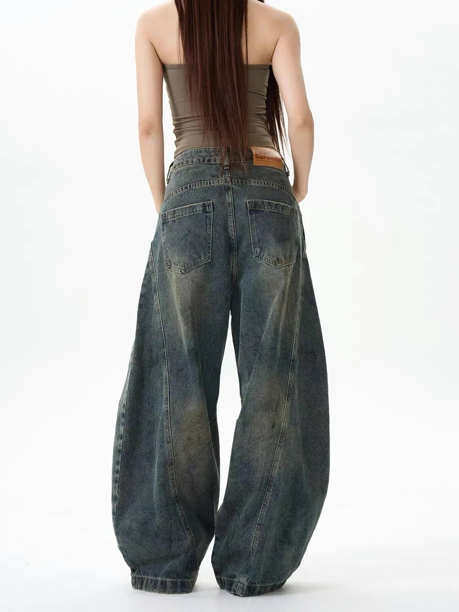 Y2K Rust Dirty Baggy Jeans