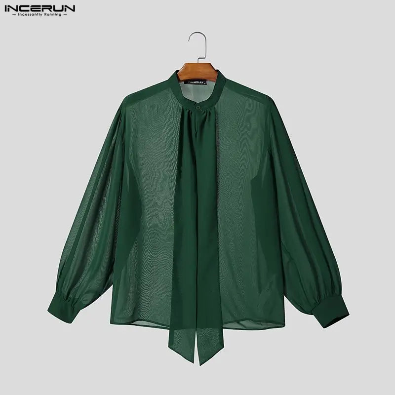 Sheer Bow Solid Color Shirt