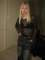 Baddie Lace Sheer Top