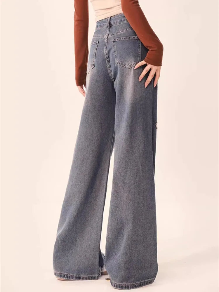 Vintage Star Embroidery Baggy Jeans