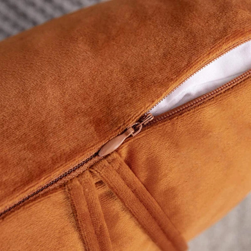Orange Stripe Velvet Throw Pillow Cover
