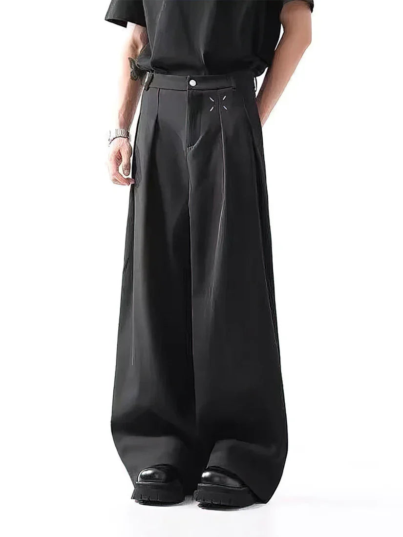 Black Classic Straight Leg High Waist Pants