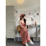 Red Plaid Maid Maxi Dress