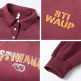 Stylish Red Letter Print Long Sweatshirt