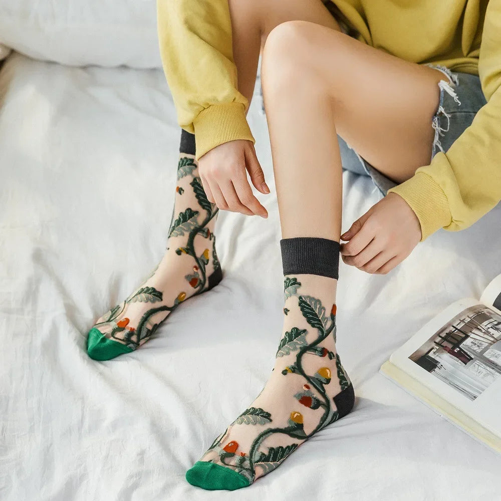 Summer Floral Crew Neck Socks