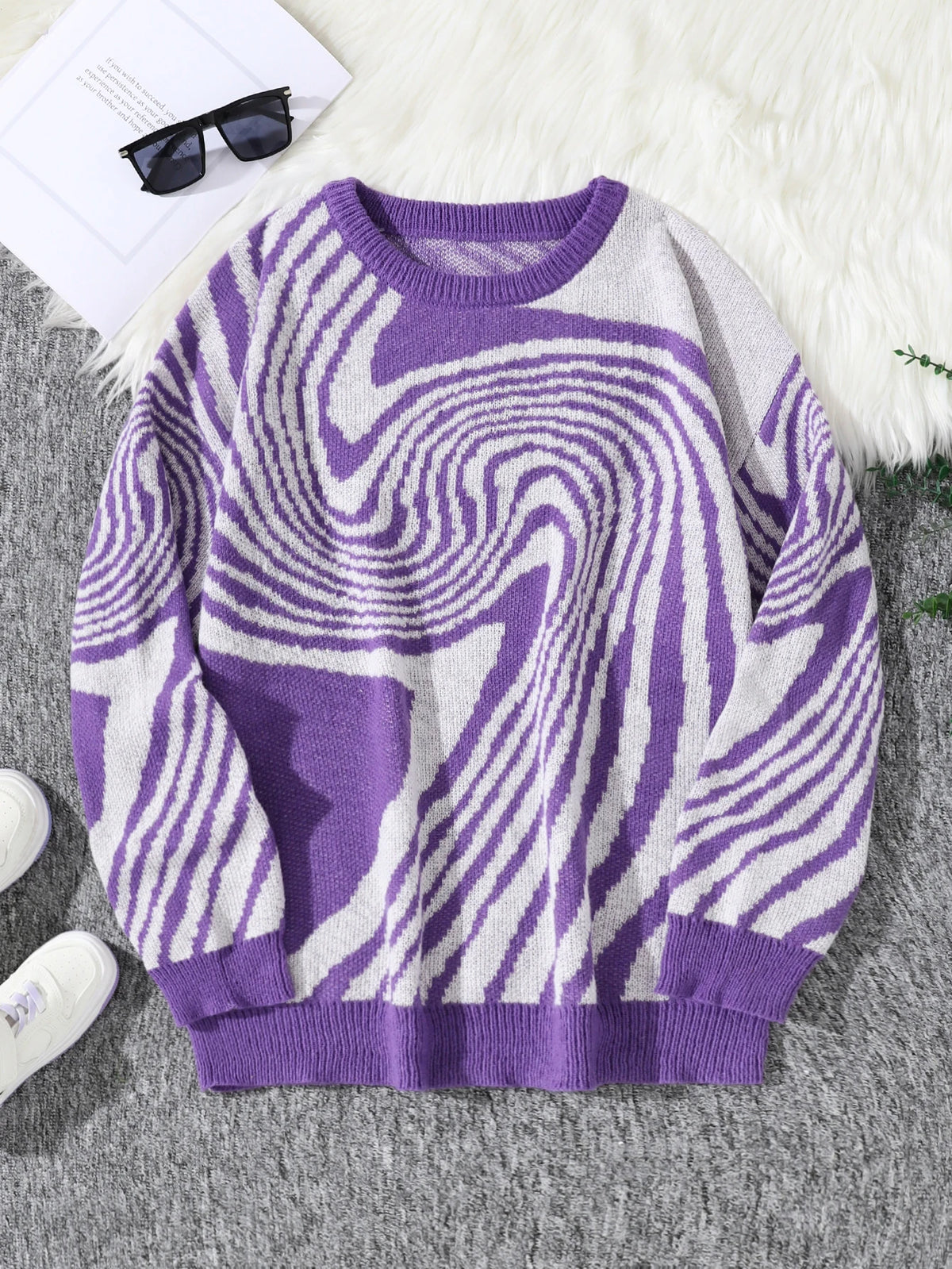 Whirl Pattern Jacquard Sweater
