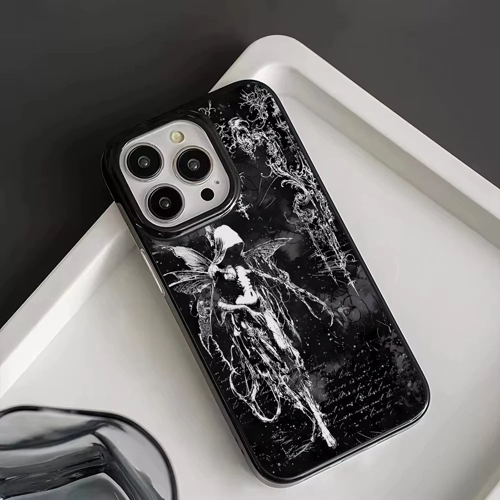 Retro Gothic Angel Black iPhone Cases