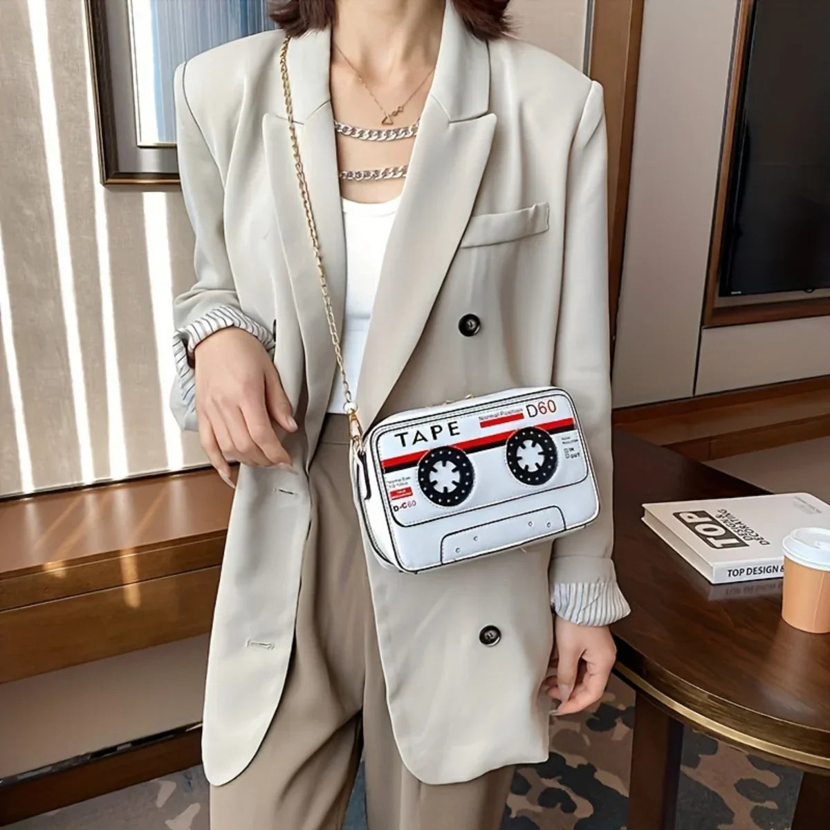 Weird Core Funny Tape Crossbody Bag