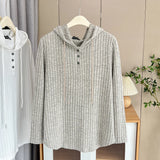Oversized Solid Color Knitted Hoodie