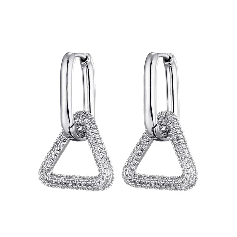 Steel Buckle Oval Earrings