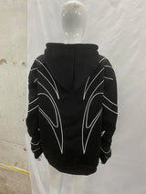 Y2K Striped Zip-up Black Hoodie