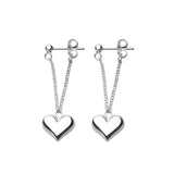 Elegant Silver Heart Drop Earrings