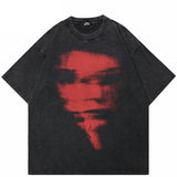 Retro Faces Washed Black T-Shirt