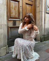 Elegant Vintage Lace Maxi Dress