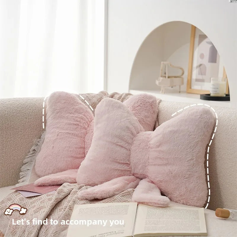 Pink Bow Ribbon Couch Pillow