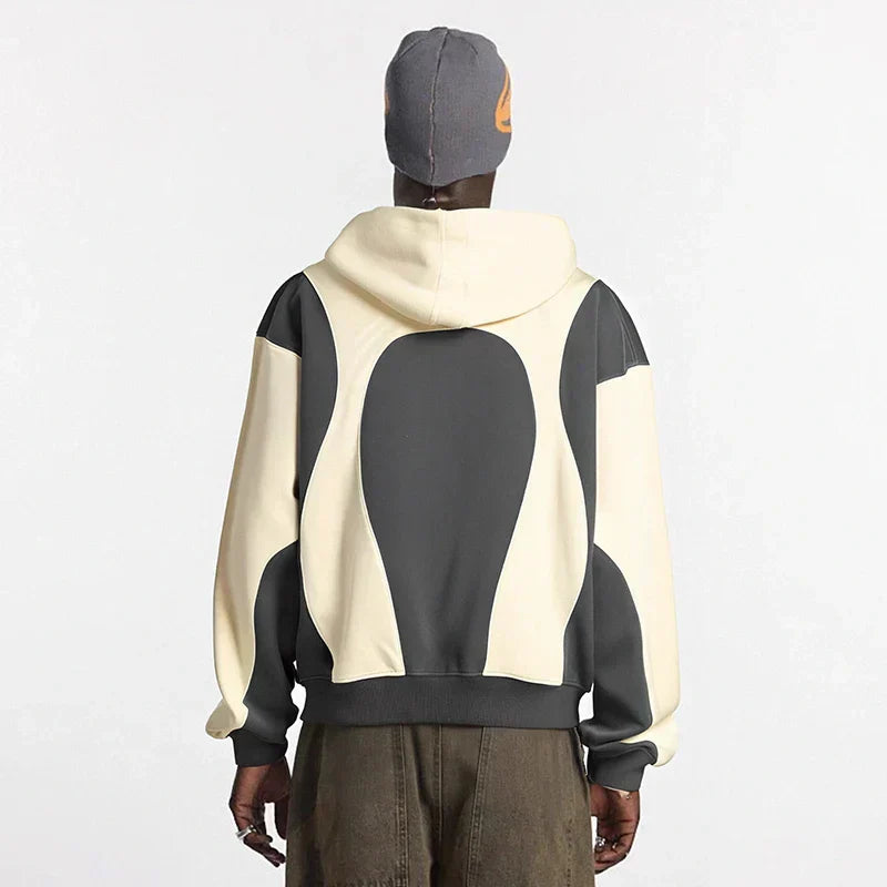 Vintage Distressed Puff Patchwork Hoodie