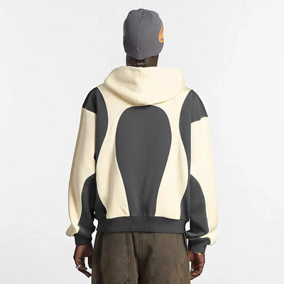 Vintage Distressed Puff Patchwork Hoodie