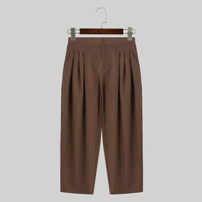 Pleated Solid Color Loose Pants