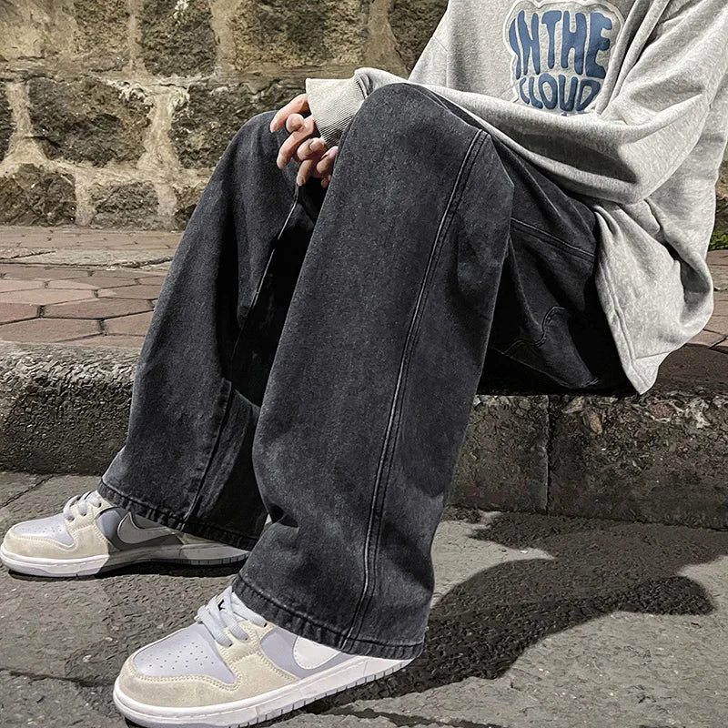 Solid Color Straight Leg Jeans