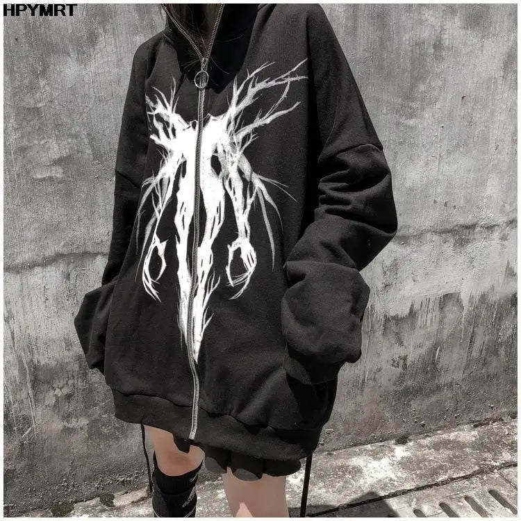 Y2K Cyber Zip-Up Hoodie