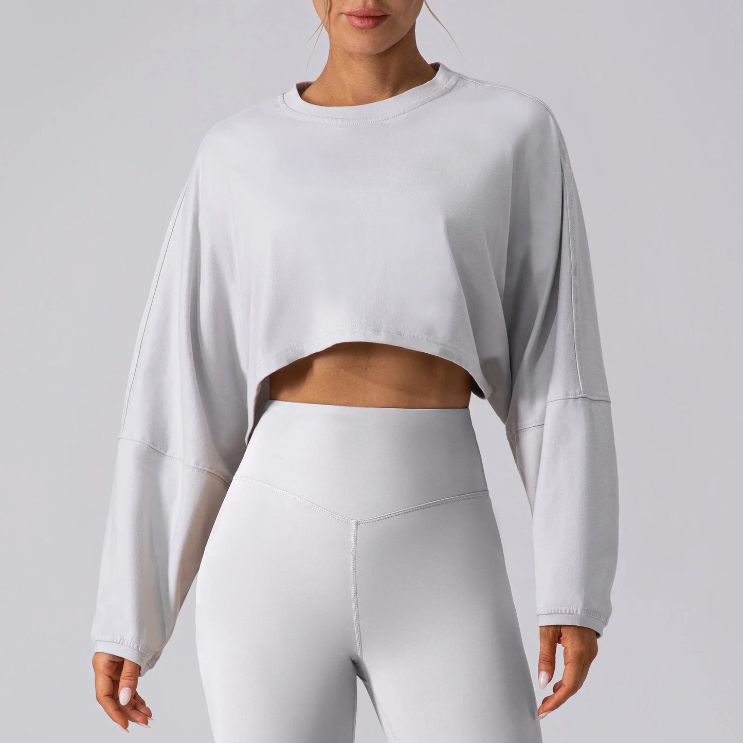 Basic Long Sleeve Sports Crop T-Shirt