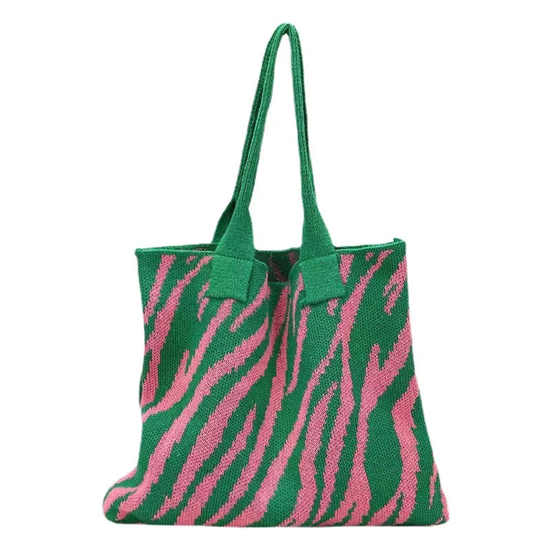 Bolso de ganchillo con estampado de cebra vintage