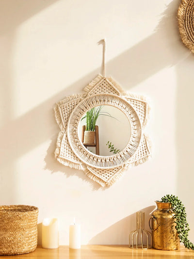 Boho Macrame Round Cosmetic Mirror
