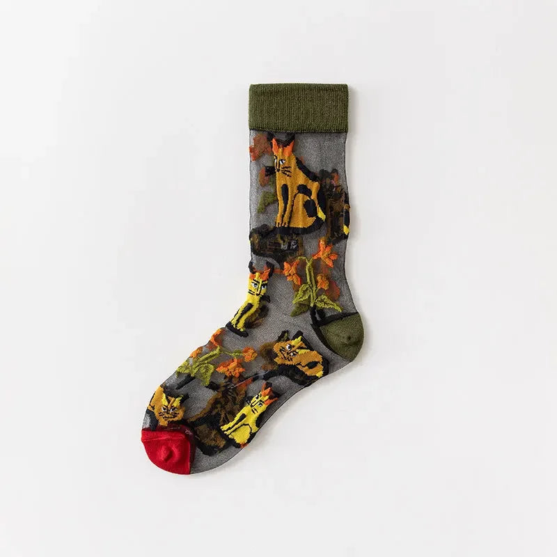 Summer Floral Crew Neck Socks