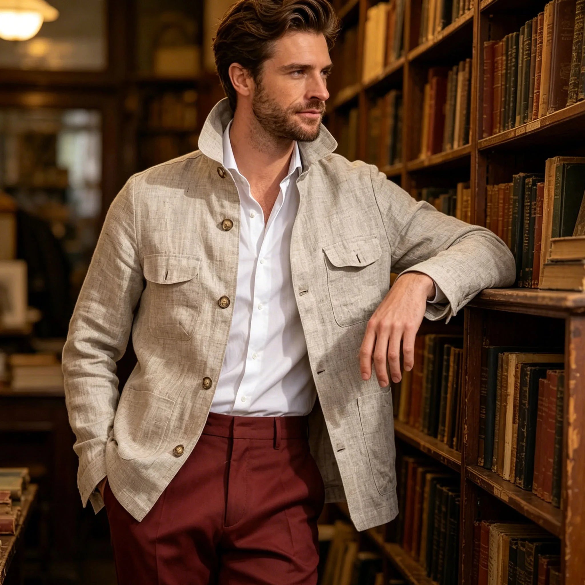 Vintage Linen Safari Jacket