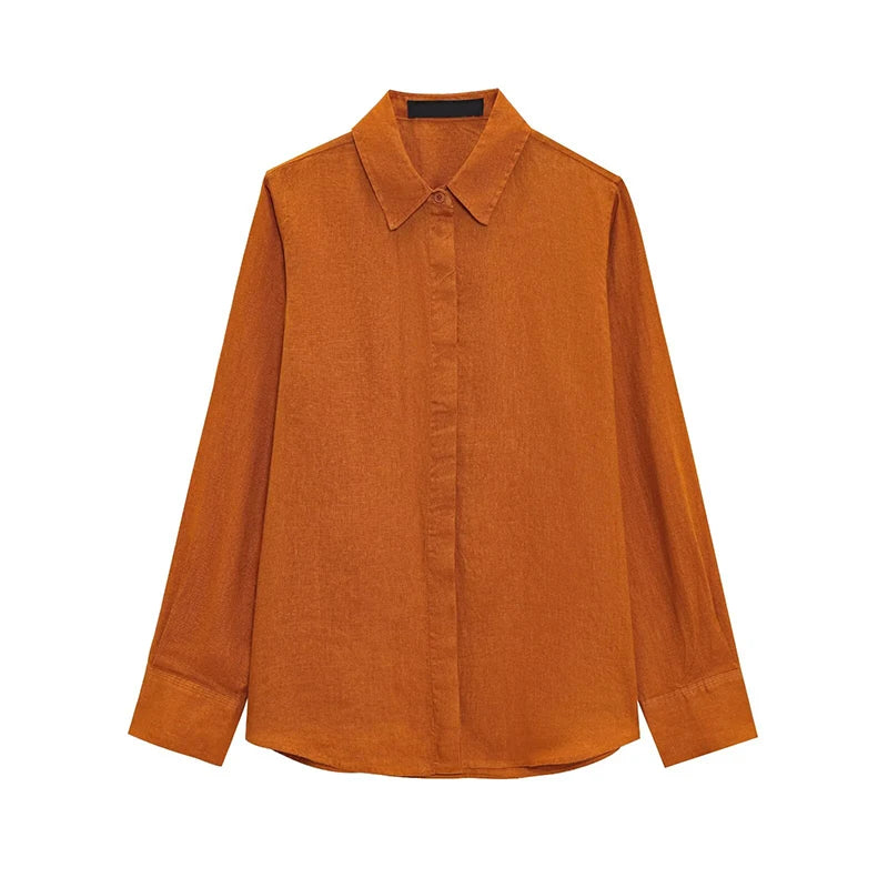 Women Single Breasted Casual Vintage Blouse