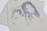 Camiseta vintage con estampado de retrato de niña