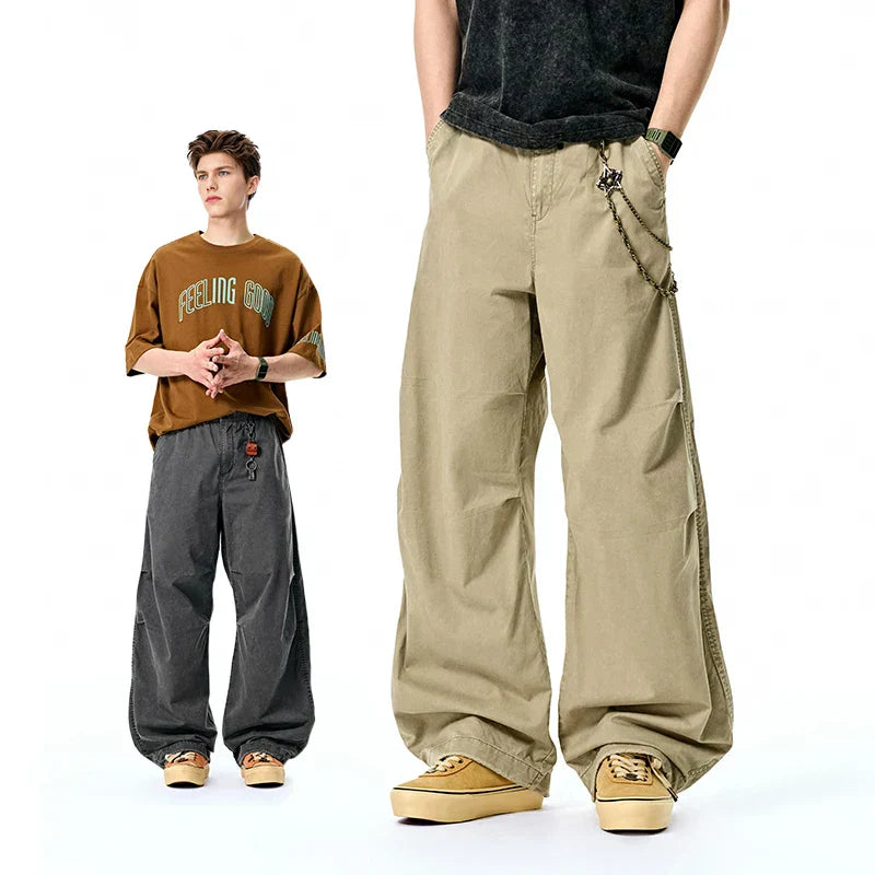 Washed Wide Leg Vintage Cargo Pants