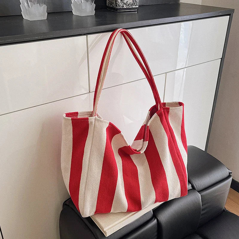 Striped Canvas Shoulder Bag