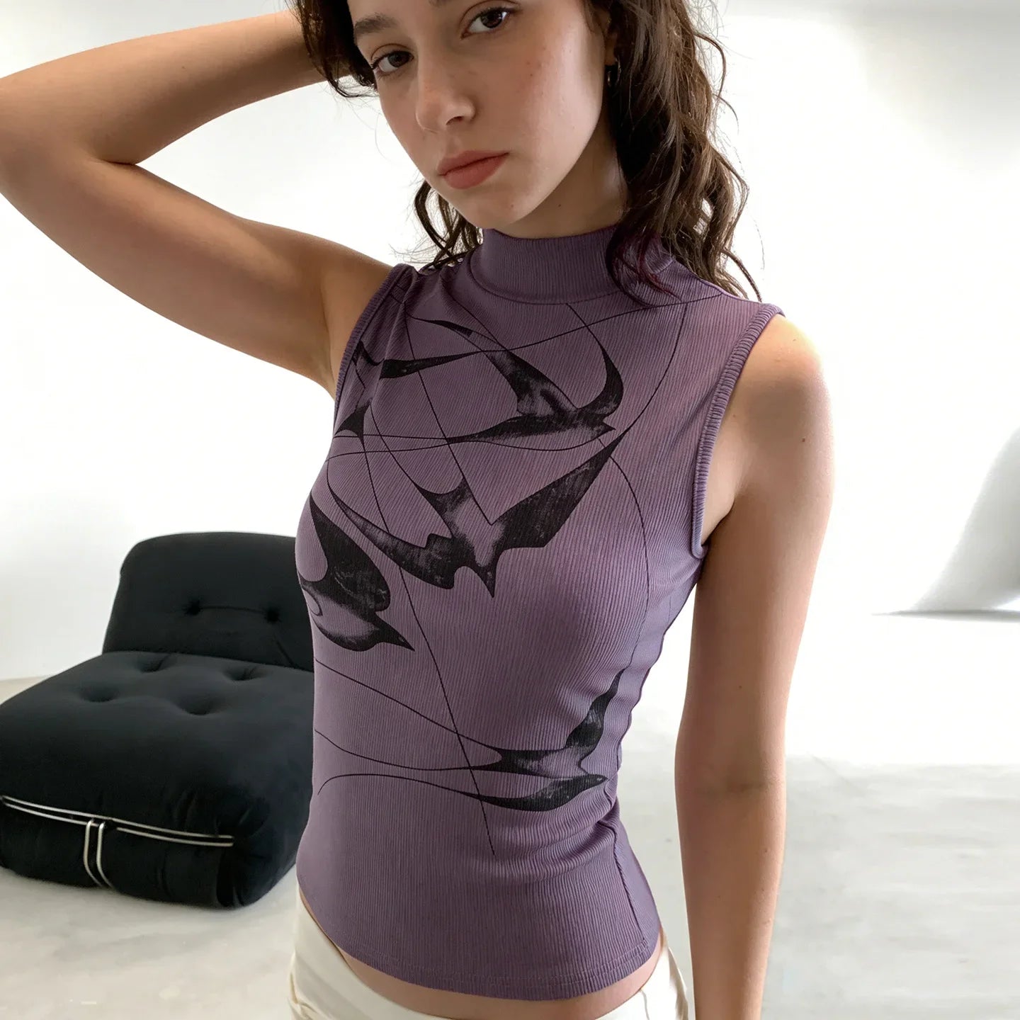 Y2K Bird Purple Top