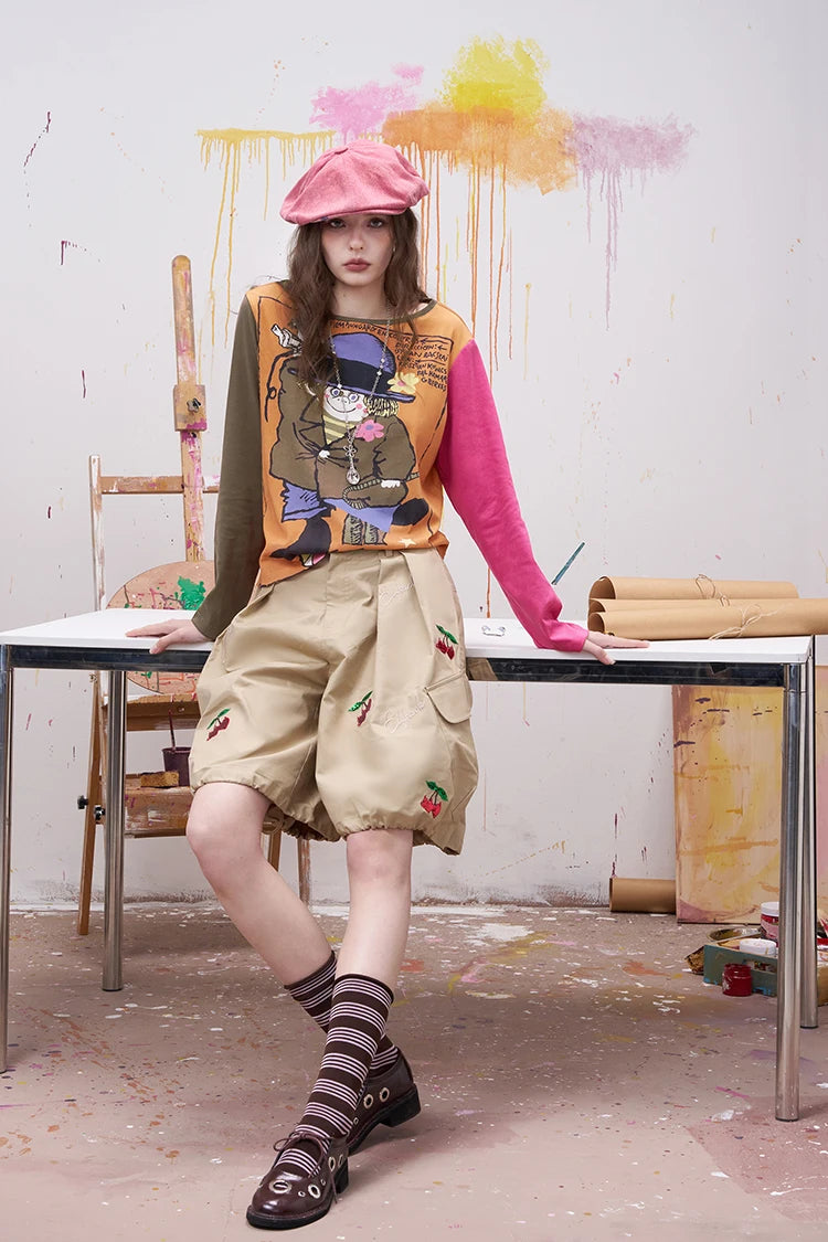 Novelty Colorful Sleeves Top