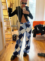 Vintage Plaid High Waist Straight Pants