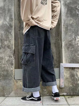 Korean Style Wide Leg Cargo Jeans