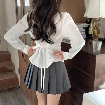 Basic Bandage Coquette Long Sleeve Shirt