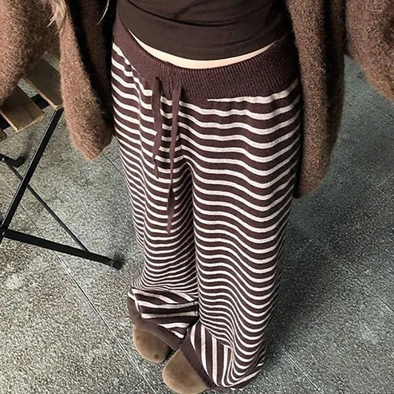 Contrast Stripped Wide Leg Pants