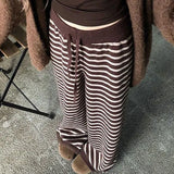 Contrast Stripped Wide Leg Pants