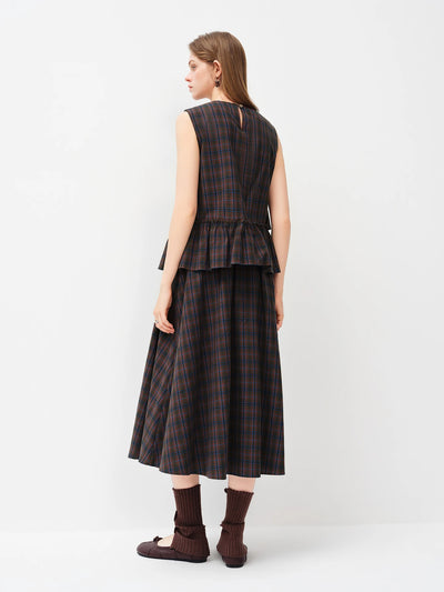 Ruffled Plaid Midi Dress