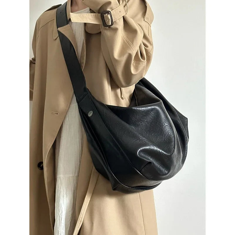 Casual Leather Dumpling Shoulder Bag