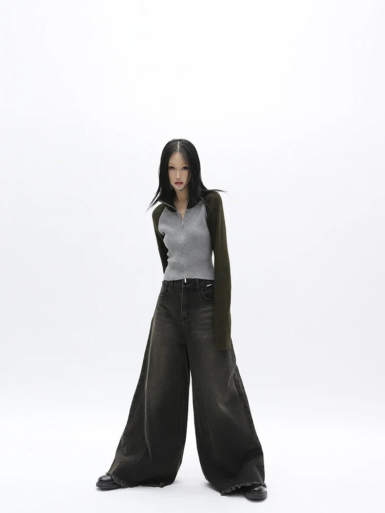 Grunge Washed Bell Bottom Jeans