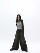 Grunge Washed Bell Bottom Jeans