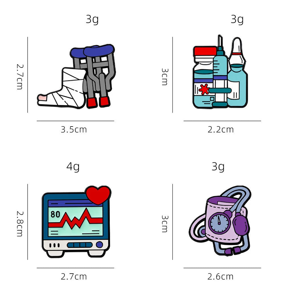 Personal Medical Metal Brooches