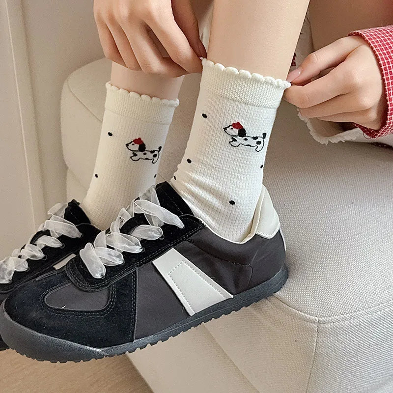 Polka Dot Spring Middle Tube Socks
