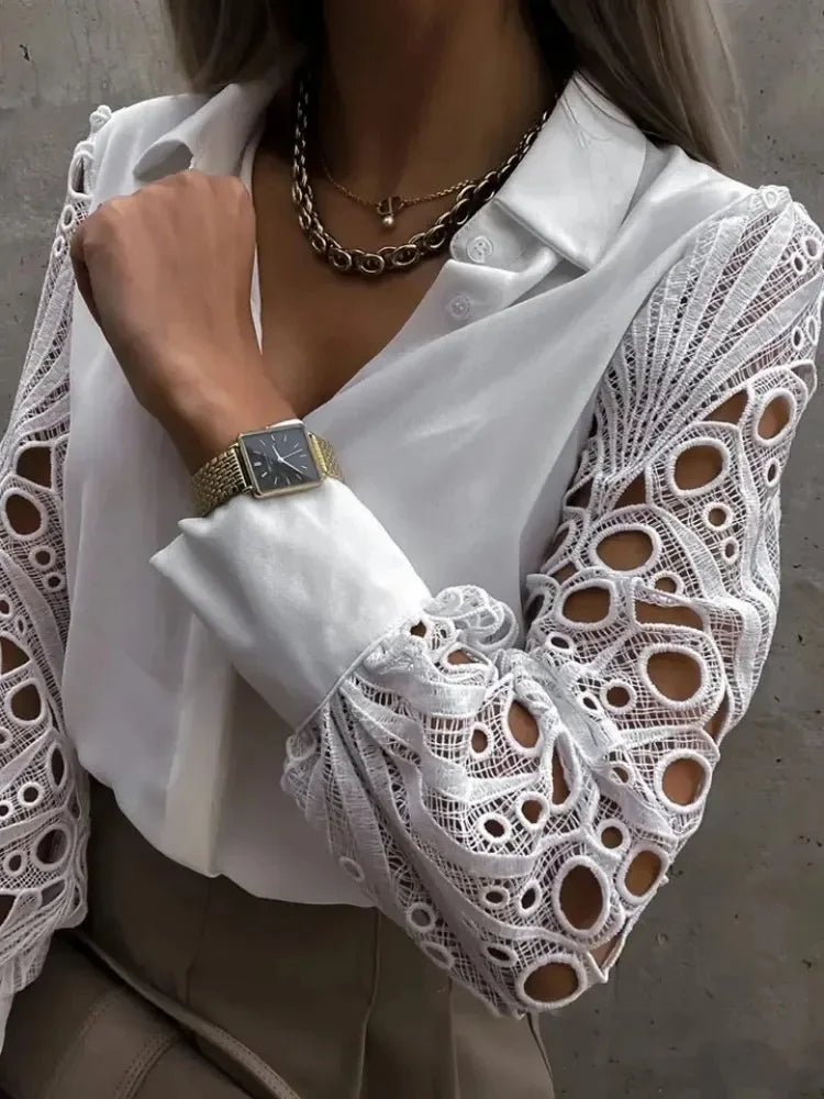 Corporate Girl Cut-out V-neck Shirt