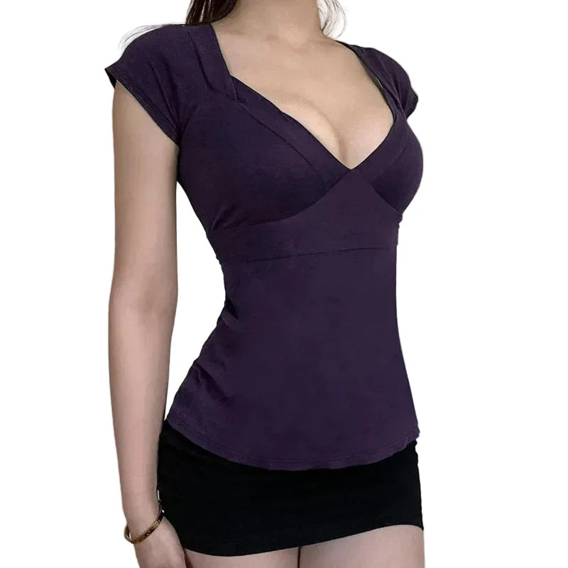 Plunge V Neck Tie Top
