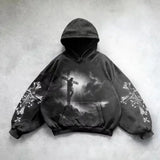 Oversize Revival Retro Black Washed Hoodie