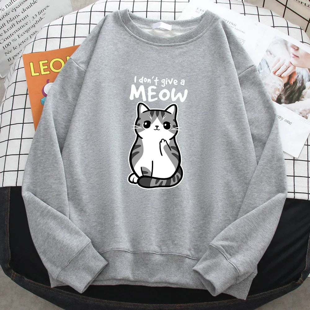 I Don't Give A Meow Cat Print Sweatshirt